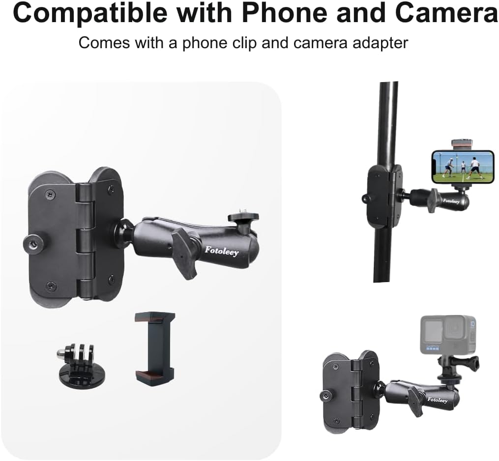 Magnetic Phone Fence Post Mount for Mevo Start- Quick Install, 360° Adjustable with Weather Shade - Compatible with iPhone 14/13/12, GoPro Hero 12/11 - for Sports Fence, Basketball Court