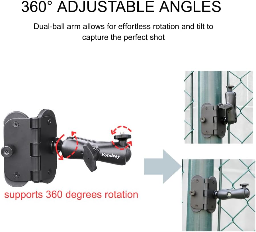 Magnetic Phone Fence Post Mount for Mevo Start- Quick Install, 360° Adjustable with Weather Shade - Compatible with iPhone 14/13/12, GoPro Hero 12/11 - for Sports Fence, Basketball Court