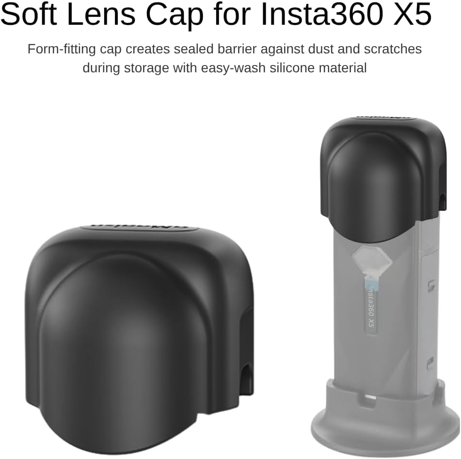 Fotoleey Silicone Desktop Mount & Lens Cap for Insta360 X5 - Desk/Dashboard Kit with Heavy-Duty Adhesive Pad, On-Base Charging Dustproof Set, Charge-Friendly