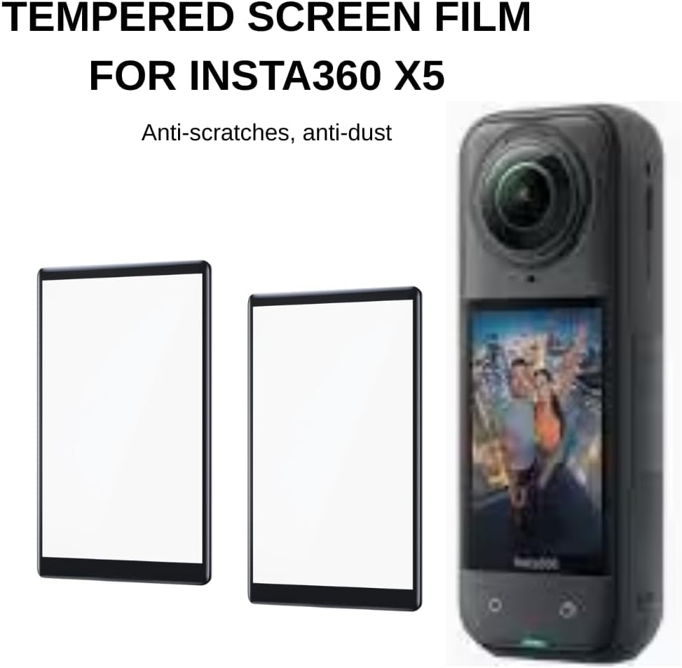 Fotoleey Lens Guard for Insta360 X5 with Tempered Screen Protector 2 Pack and Silicone Lens Cap