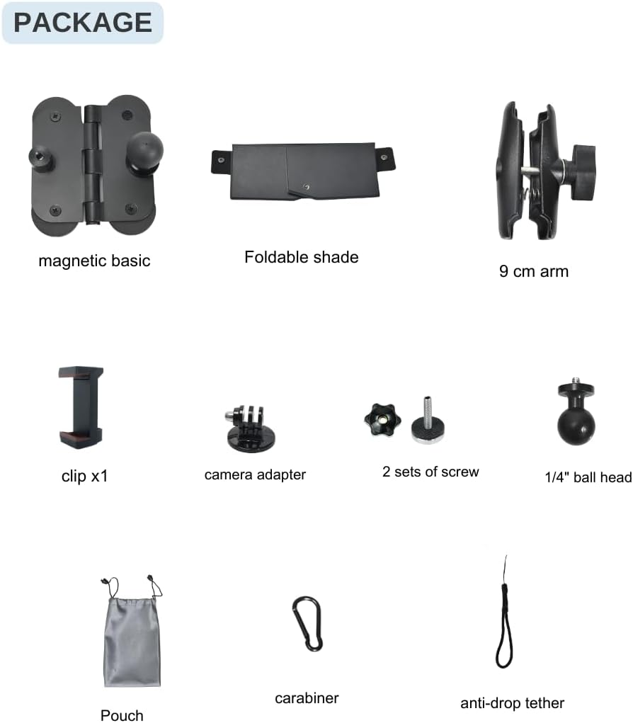 Magnetic Phone Fence Post Mount for Mevo Start- Quick Install, 360° Adjustable with Weather Shade - Compatible with iPhone 14/13/12, GoPro Hero 12/11 - for Sports Fence, Basketball Court