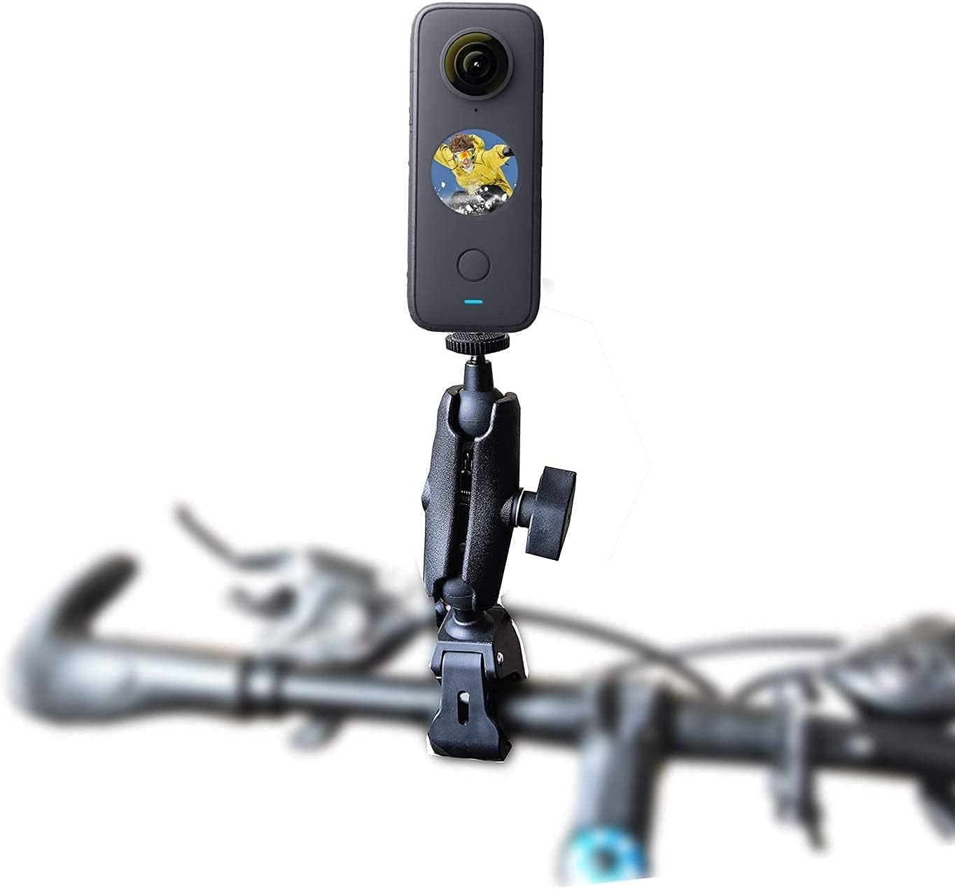 Fotoleey Camera Motorcycle Mount Kit for Insta360 X5, Handlebar & Helmet Mount with Extension Rod, 360° Rotation, Non-Slip Design, Compatible with Insta360 X4/X3/X2, GoPro Hero 13/12/11