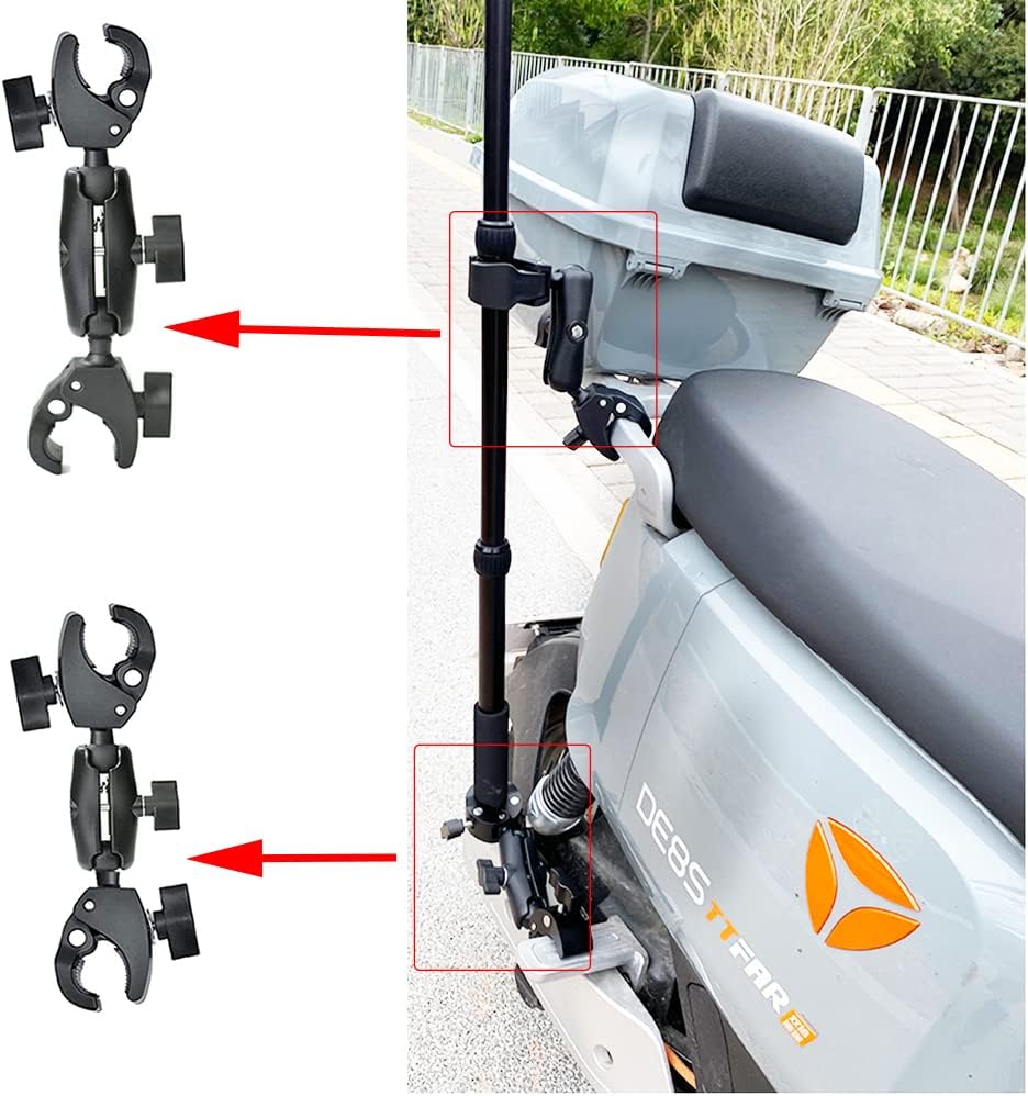 Fotoleey Action Camera Motorcycle Mount kit for Insta360 X4, X3, X2, Go 3, GoPro Max, Hero 12, Hero 11, Hero 10 - Dual Pole Clamp,for 3rd Person View (Sitck is not Included)