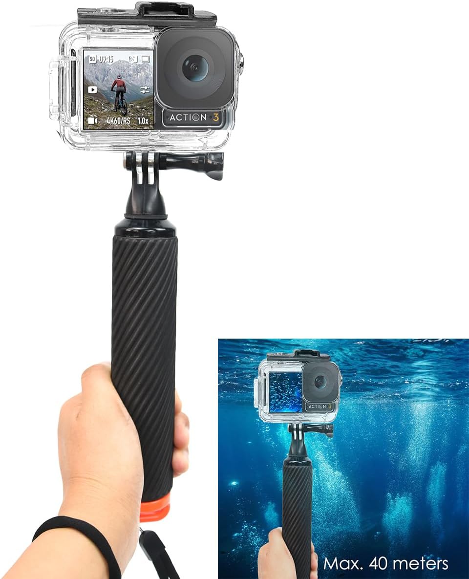 Fotoleey Dive Case & Floating Hand Grip for DJI Osmo Action 5, Action 4 & Action 3 - Waterproof Protection & Enhanced Stability for Underwater Adventures