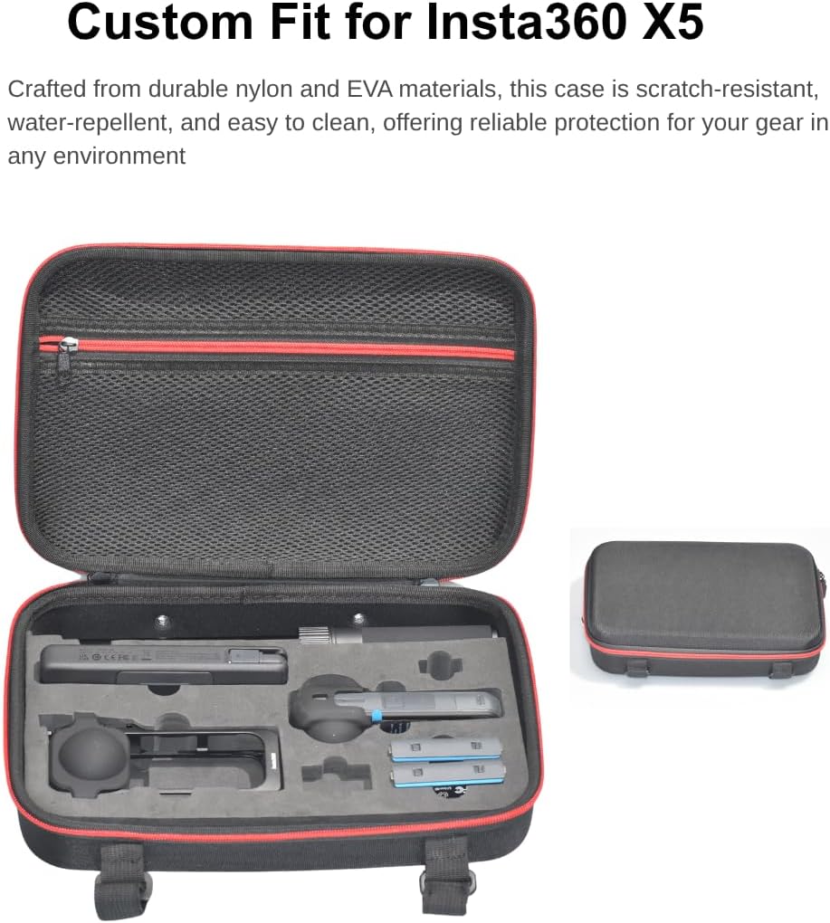 Fotoleey Travel Hard Case for Insta360 X5 -Hard Shell, Water-Resistant with EVA Foam Protection, Fits Utility Fast Charge Case, Frame and 3 Meters Stick