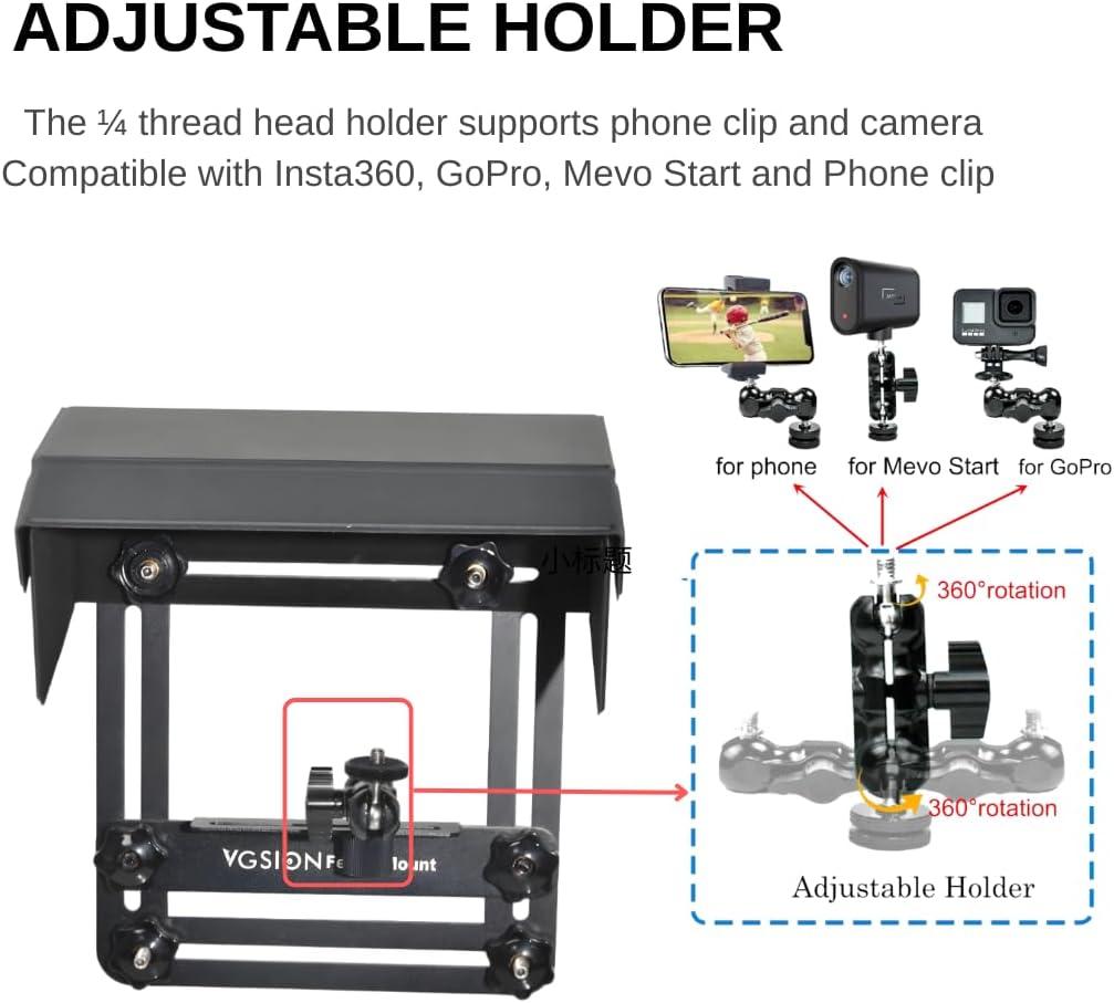 Fotoleey Phone Fence Mount with Shade for Tennis, Baseball Games, Camera Fence Holder with Shade, Support Recording While Charging, Adjustable, Easy Installation