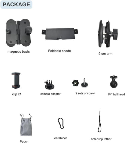 Magnetic Phone Fence Post Mount for Mevo Start- Quick Install, 360° Adjustable with Weather Shade - Compatible with iPhone 14/13/12, GoPro Hero 12/11 - for Sports Fence, Basketball Court