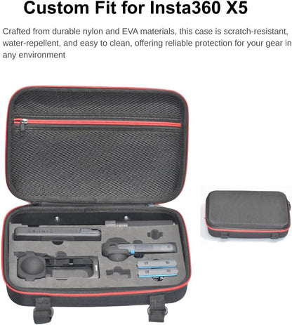 Fotoleey Travel Hard Case for Insta360 X5 -Hard Shell, Water-Resistant with EVA Foam Protection, Fits Utility Fast Charge Case, Frame and 3 Meters Stick
