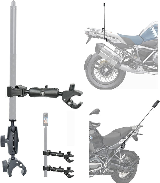 Fotoleey Action Camera Motorcycle Mount kit for Insta360 X4, X3, X2, Go 3, GoPro Max, Hero 12, Hero 11, Hero 10 - Dual Pole Clamp,for 3rd Person View (Sitck is not Included)